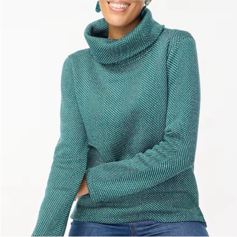J. Crew Women’s Long Sleeve Funnel Neck Pullover Sweater Green XL